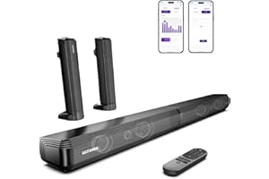 ULTIMEA 2.2ch Barra de Sonido para TV, 2 en 1 Soundbar Divisible con VoiceMX y BassMX, Bluetooth 5.3, 6 Modos de Ecualización, Graves Ajustables, Conexión ARC/Óptico/Aux, Apollo S40 Pro