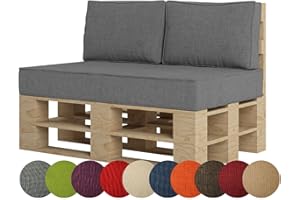 ‎CHILLY PILLEY chilly pilley Palettenkissen Palettenauflage Palettenpolster Sitzkissen Rückenlehne Kaltschaum Schaumflocken Füllung viele Größen und Farben (3er Set, Grau)