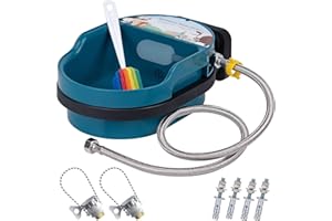 BREUAILY Bebederos Automaticos Perros Recipiente Agua Ganado con Válvula de Flotador de 1/2 Pulgadas y Soportes Bebedero para Ganado Perros Caballos Ovejas