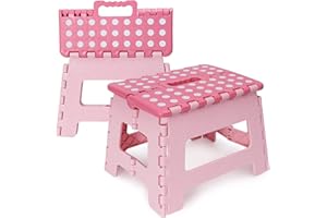 SMALUCK Kids Folding Step Stool - Sturdy Anti-slip Children Adults Foldable Stepping Stool for Home and Outdoor Use (Pink)