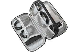 XIMKONTER Kabel Organizer Tasche- Universal Kabel Organizer Tasche 2-in-1 Doppelschichtig mit Kabelbinder - Zubehörtasche für USB-Ladekabel, Powerbank, SD-Karten für Festplatten & Ladegeräte (Schwarz)