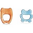 BeeBaby Teethers for 6 to 12 Months BPA Free. Cooling Water Filled Baby Teether, Soft Teething Toy for Babies with Carry Case, Soothes Gums and Easy to Grip. 100% BPA, PVC Free. (Frog & Owl - Blue_Orange, Pack of 2)