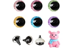 ‎MUCUNNIA MUCUNNIA 60 Stück 18mm 3D Glitzer sicherheitsaugen für häkeltiere amigurumi Augen für häkeltiere Puppenaugen Tieraugen Kunststoff Bastel Augen mit Unterlegscheiben für Puppe,Plüschtier,Teddyaugen