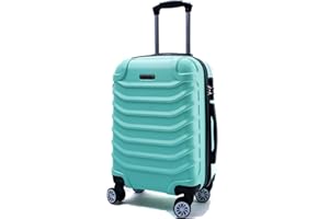 R.Leone Valigia da 1 pezzo Fino a Set 4 Trolley Rigido grande, medio, bagaglio a mano e beauty case 8 ruote in ABS 2026 (Verde Acqua, L Grande)