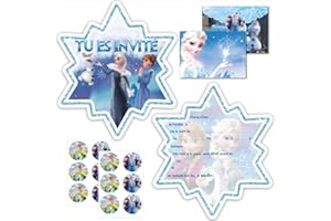 Crunier Carte Invitation Anniversaire Enfant Princesse,12 Carte Invitation Francais+12 Enveloppes+12 Autocollants,Invitation Anniversaire Fille,Princesse Invitation pour Anniversaire Bal Soirée Fête