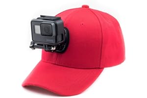 Digicharge Gorra De Béisbol con Soporte para Cámara De Acción Compatible con GoPro Lit Hero Hero13 13 MAX 2 Hero12 12, dji OSMO Action 5 Pro 4, Insta360 One, Akaso Apexcam Victure CAM Color Roja