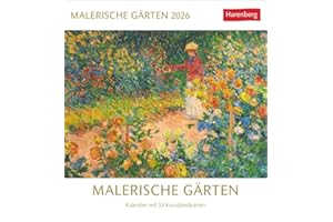 Malerische Gärten Postkartenkalender 2026 - Kalender mit 53 Kunstpostkarten: Farbenfrohe Motive von berühmten Künstlern für alle Garten- und Kunst-Liebhaber. Kleiner Kalender zum Aufstellen