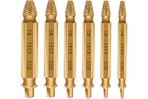 Extractor de Tornillos, [6 PCS] Diyife Extractor de Tornillos Rotos, uego de 6 Extractores de Tornillos Removedor de Pernos Hecho de Acero HSS 4341# Extracción para Quitar Tornillos Despojados (Oro)