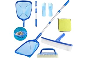 ROTKUSZ 6 Pièces Kit de Piscine Nettoyage, Epuisette Piscine avec 44-88CM Télescopique Réglable, Épuisettes de Surface pour Piscine, Filet de Piscine pour Piscines, Spas, Fontaine