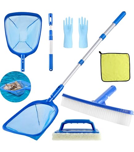 Épuisette Piscine Mailles Fines 42x27cm - Nettoyage Surface Et Fond - Cadre Bleu Résistant