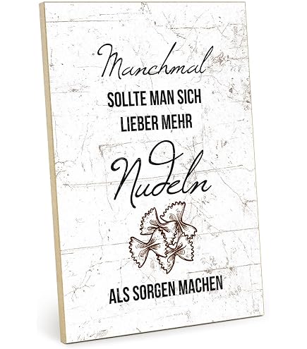 Retro Blechschild „Lieber Nudeln Als Sorgen“ – 28x12 Cm, Metall, Witziger Spruch