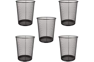 EUROXANTY® Poubelle de bureau | 28 x 26 cm | Poubelle circulaire en grille métallique | Poubelle noire | 12 L | Lot de 5 unités 28 x 26 cm