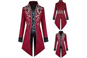 TTOKGZG Herren Steampunk Frack Mantel, Vintage viktorianischen Gothic Frack Mittelalter Renaissance Jacke Cosplay Halloween Kostüm