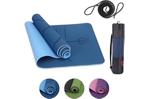 HABIB GRUPPE Premium Yogamatte Rutschfest 183x61 cm - Ökologische Sportmatte für Pilates & Yoga - Inkl. Tragegurt und Tasche - Ideal für Fitness & Gymnastik - Reise-Freundlich - Airex-kompatibel