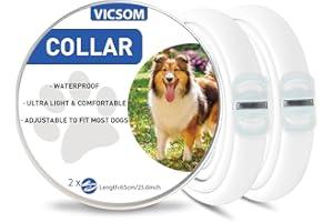 VICSOM Dog Collars, 2PC Dog Collars for Most Dog Breeds and Sizes Protection Dog Collar for Puppies Small Medium Large Dogs, Waterproof Collars for Dogs-White