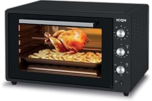 ICQN Mini Four Electrique 60l, 5 Fonctions, 40°-230°C, 2000 W, Anthracite Noir