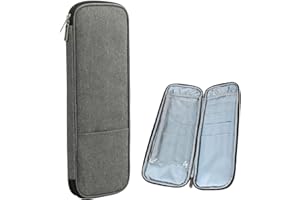 JOZEA Knitting Needles Case, Empty Zipper Storage Organizer Bag with Web Pockets for Various Knitting Needles, Knitting Accessories, Grey