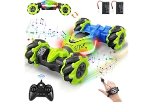 Fosgoit Macchina Telecomandata per Bambini Auto Acrobatica 4WD Controllata a Mano 2,4 GHz Macchina Radiocomandata, 360° Cars Macchinine, RC Car con 2 Batteria per Bambini Telecomando