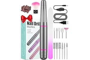 BICKON Electric Nail Files, Professional Nail Drill Machine, 20000RPM Adjustable Speed Manicure Pedicure Set with 11 Drill Bits, Low Vibration Low Noise Electric Nail Drill for Gel/Acrylic Nails for Beginner