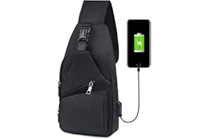 flintronic Torba na ramię, torba na klatkę piersiową z portem ładowania USB, dla mężczyzn i kobiet, lekka torba crossbody, do wędrówek, jazdy na rowerze, podróży
