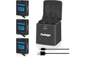 Fantasyo Gopro Hero 13 Akku 2100mAh (3-Pack) für Gopro Hero 13 Schwarz und 3-Kanal Schnellladegerät, voll kompatibel mit Gopro Hero 13 Akku und Ladegerät