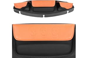 Quixofiber Motorcycle Windshield Bag PU Leather Three Pocket Batwing Fairing Pouches Fits for Harley Davidson Touring Electra Glide, Tri Glide, Street Glide, and Ultra Limited 2014-2023 (Orange)