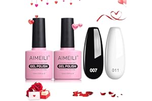 AIMEILI Biały i Czarny żelowy lakier do paznokci, 2 szt. 10ml klasyczny czarny biały żelowy zestaw do polerowania Soak off UV LED żelowy lakier do paznokci DIY Manicure Salon użytkowania