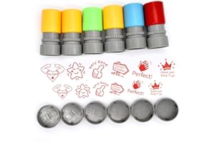 Bailinks 6 Pieces Teacher Stamps, Stamps for Kids, Colorful Supplies Stamps for Homework, Colorful School Supplies Stamps, School Student Homework