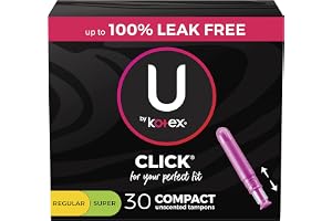 U By Kotex Click kompakta tamponger, multipack, vanlig/superabsorptionsförmåga, doftfri, 30 st (förpackningen kan variera), 0,2 kg
