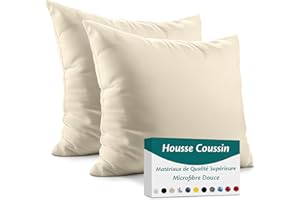 FLOWEN Housse Coussin 45x45 Microfibre Premium Lot de 2 Taie d'oreiller pour Coussins Canapé/Lit Tissu Super Doux Resistant et Lavable Hypoallergénique Anti-Acariens avec Fermeture éclair Invisible