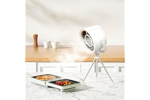 MIHOHO Tragbare Abzugshaube, Dunstabzugshaube mit austauschbarem Filter, Desktop-Abzugshaube mit 3-Gang-Abluftventilator, Küchenentlüftung für BBQ, Kochen, Hot Pot (Milchweiß)