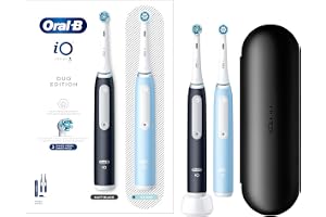 Oral-B iO 3 2-pack, Svarta och Blå Eltandborste, 2 Borsthuvuden, 1 Resefodral, Designed By Braun
