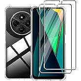 Funda para Xiaomi Redmi 14C/POCO C75/Redmi A4 5G con 2 Piezas Protector de Pantalla Cristal Vidrio Templado Transparente TPU 