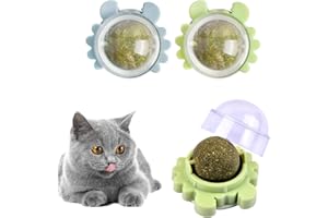 OLINNER 2 Pezzi Sfera di Catnip Erba Gatta, Giocattolo Interattivo Rotante per Gatti, Palla Giocattolo all'erba Gatta, Giocattoli con Erba Gatta Rotante Catnip Ball Erba Gatta Caramella per Pulizia dei Denti