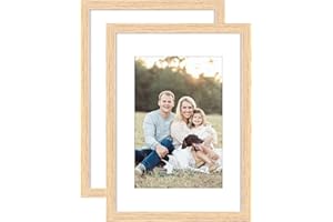 YEEPHAN Lot de 2 cadres photo A5 en bois de chêne massif avec façade en plexi-glass-21x14,8 cm - Cadre photo 9x14 cm avec passe-partout ou 21x15cm sans passe-partout-Autoportant et à fixation murale