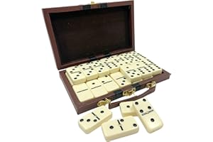 rparty Juego de dominó clásico, tamaño Jumbo, Doble Seis, 28 Piezas Gruesas en Caja de Cuero Vegano de Madera Duradera,Recuerdos de Fiesta para niños y Uso, Juego de Mesa