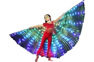 Erthree LED Wings Kids Belly Dance Isis Wings Light Up Angel Wings Butterflies Wings Glow Stage Wear Performance Costume with Telescopic Stick for Carnival Halloween Christmas Party Cosplay(Colorful)