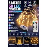 5 Metre SARI 50 LED Işıklar Peri Işıkları 8 MOD RGB Işıkları USB SARI Renkli Işık Peri Dize Işıkları Tel Fonksiyonlu S&uuml;sleme 