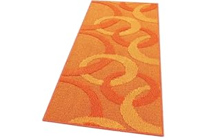 emmevi Tappeto Cucina Tridimensionale Cerchi 3D Assorbente Morbido Moderno Antiscivolo 57x280 Arancione