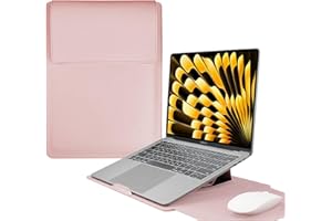 HaruYo 15-16 Pollici Custodia per Computer Portatile con Supporto Funzione Laptop, PU Pelle Portatile Sleeve per MacBook Air/MacBook Pro/Surface Dell Lenovo HP ASUS Acer (15-16 Pollici | Rosa)
