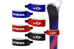 FRIENDA 6 Piezas Correas de Esquí Cinta de Sujeción Corbatas de Envolver Ajustables de Esquís para Familia Navidad (Rojo, Negro, Azul)