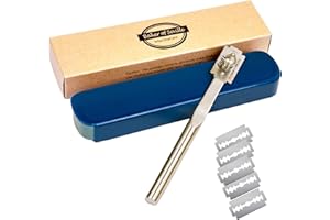 Baker of Seville Lame à Pain - Professionnel, Rasoir Niveau Boulanger - Acier Inoxydable Solide - Conception de la Lame Brevetée Avec Lame Droite ou Courbée - 6 lames incluses - Idéal comme cadeau