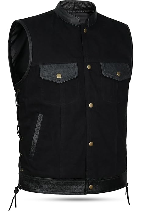 Textile Medium Daniel Smart Men's Biker Vest Premium Textile