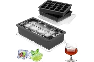FINIBO Eiswürfelform, 3 Stück Eiswürfelbehälter mit Deckel, 8-Fach Groß Silikon Eiswürfel Form und 20+20 Stapelbaren Kleinen Ice Cube Tray, BPA Frei Eiswürfelformen für Whiskey, Cocktails, Saft, DIY