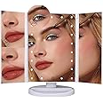 LOIVIYA Vanity Cosmetic Mirror, Makeup Mirror with 22 LED Lights, Touch Screen, Magnification Tri-Fold 2X 3X 10X Magnifying Mirror, 180°Free Rotation Led Mirror, Dual Power Supply Travel Mirror