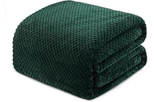 ‎EXCLUSIVO MEZCLA Exclusivo Mezcla Decke Kuscheldecke Flauschig Fleecedecke Wohndecke mit Waffelmuster, Leichte, Weiche und Warme Sofadecke Bettüberwurf, 230x270 cm Dunkelgrün