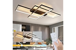 ‎GBLY GBLY LED Deckenlampe Wohnzimmer Deckenleuchte - 100cm Dimmbar Wohnzimmerlampe Modern Schwarz Schlafzimmerlampe 88W Geometrisch Multifunktional Deckenbeleuchtung für Schlafzimmer Flur Büro und Balkon
