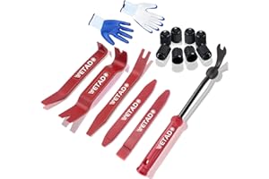 Wetado Auto Trim Removal Tool Set, 16 Pcs Auto Car Trim Tool Kit Plastic Pry Tool Kit for Car, Clip, Audio, Dashboards, Door Panel Window Molding Fastener Remover Tool Kit