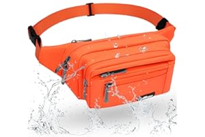 HNOOM Waterproof Bum Bag with Multi-Pockets Fashion Bumbag Waist Fanny Pack for Men Women Large Capacity Waist Bag for Hiking, Dog Walking, Travel & Outdoor Activities (Orange-1)