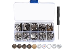 XIANGJUNLY 50 Pezzi 17mm Bottoni Rimovibili Jeans, Bottoni Istantanei per Jeans, Bottoni per Jeans Regolabili, Bottoni Rimovibili per Aumentare o Diminuire La Circonferenza della Vita dei Pantaloni - 10 Taglie